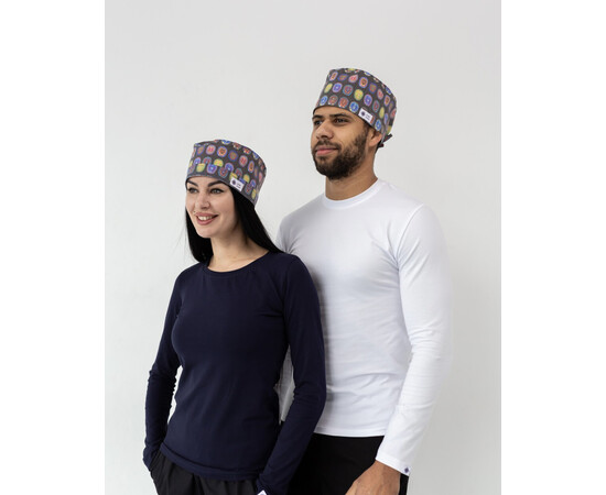 Зображення 2 Медична класична шапочка на зав'язках з принтом MRT, "БІЛИЙ ХАЛАТ" 449-417-961, Цвет: mrt