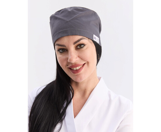 Зображення 2 Медична класична шапочка на зав'язках темно-сіра, "БІЛИЙ ХАЛАТ" 483-525-704, Цвет: темно-сірий