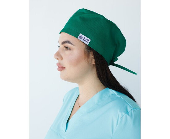 Зображення 2 Медична класична шапочка на зав'язках зелена, "БІЛИЙ ХАЛАТ" 449-350-667, Цвет: зелений
