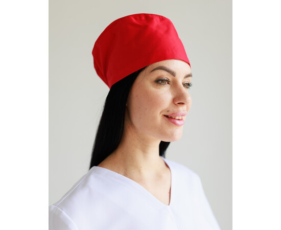 Зображення 2 Медична класична шапочка на зав'язках червона, "БІЛИЙ ХАЛАТ" 449-339-704, Цвет: червоний