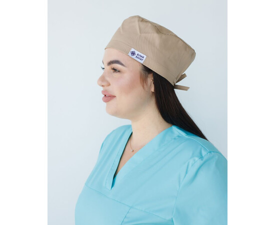 Зображення 2 Медична класична шапочка на зав'язках пісочна, "БІЛИЙ ХАЛАТ" 449-323-704, Цвет: пісочний