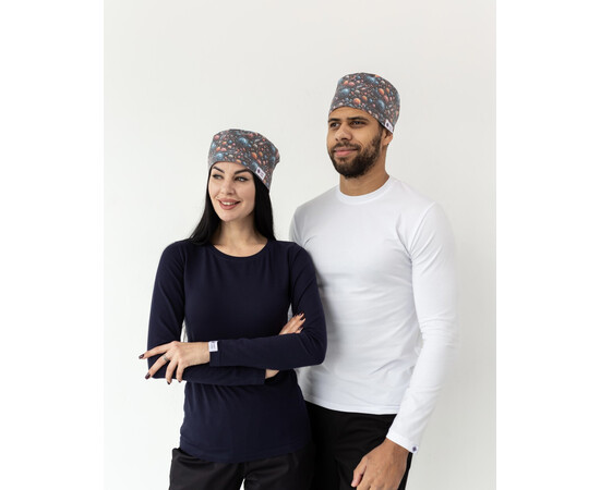 Зображення 2 Медична класична шапочка на зав'язках з принтом Virus, "БІЛИЙ ХАЛАТ" 449-417-963, Цвет: virus