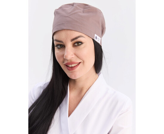Изображение 2 Медицинская классическая шапочка на завязках какао (Elite Stretch), "БЕЛЫЙ ХАЛАТ" 449-521-704, Цвет: какао