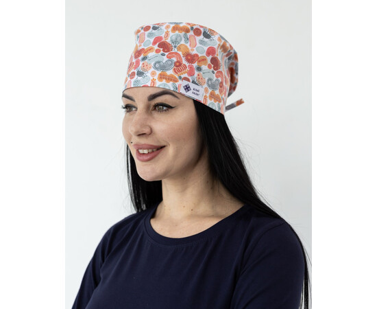 Изображение 3 Медицинская классическая шапочка на завязках с принтом Organic, "БЕЛЫЙ ХАЛАТ" 449-417-960, Цвет: organic