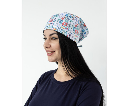 Зображення 2 Медична класична шапочка на зав'язках з принтом Medical, "БІЛИЙ ХАЛАТ" 449-417-964, Цвет: medical