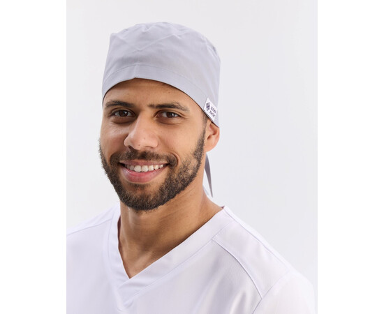 Зображення 3 Медична класична шапочка на зав'язках сіра (Elitе Stretch), "БІЛИЙ ХАЛАТ" 449-328-948, Цвет: сірий