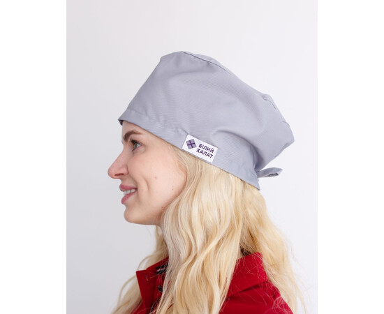 Изображение 2 Медицинская классическая шапочка на завязках серая, "БЕЛЫЙ ХАЛАТ" 449-328-704, Цвет: серый