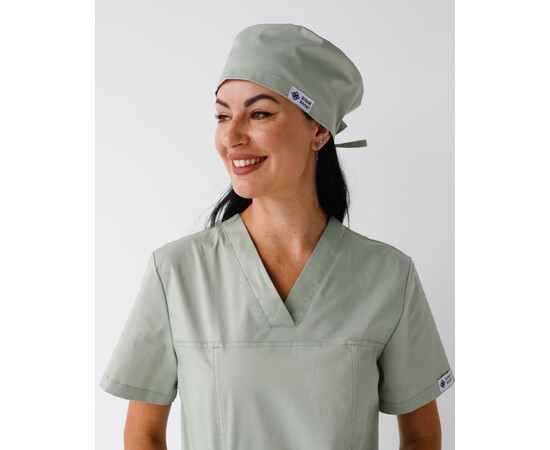 Изображение 2 Медицинская классическая шапочка на завязках фисташковая (Elite Stretch), "БЕЛЫЙ ХАЛАТ" 449-396-667, Цвет: фисташковый