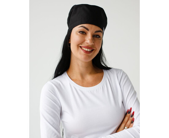 Зображення 2 Медична класична шапочка на зав'язках чорна (Elitе Stretch), "БІЛИЙ ХАЛАТ" 449-321-667, Цвет: чорний