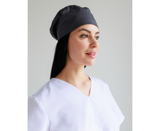 Зображення 2 Медична класична шапочка на зав'язках темно-сіра (Elitе Stretch), "БІЛИЙ ХАЛАТ" 483-503-948, Цвет: темно-сірий