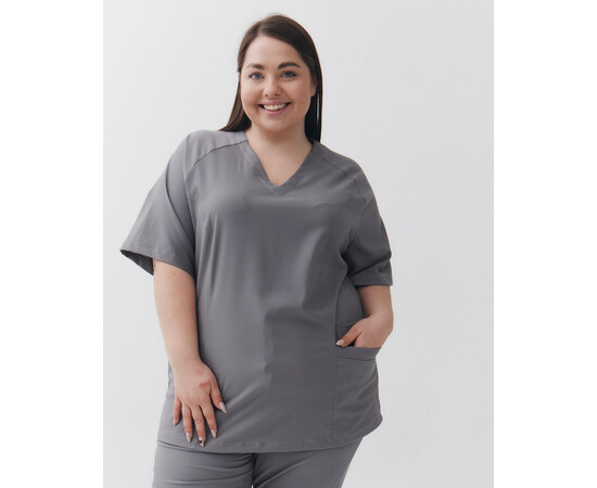Зображення 4 Медичний хірургічний костюм жіночий Аризона сірий LARGE SIZE р. 64, "БІЛИЙ ХАЛАТ" 555-328-924, Розмір: 64, Цвет: сірий