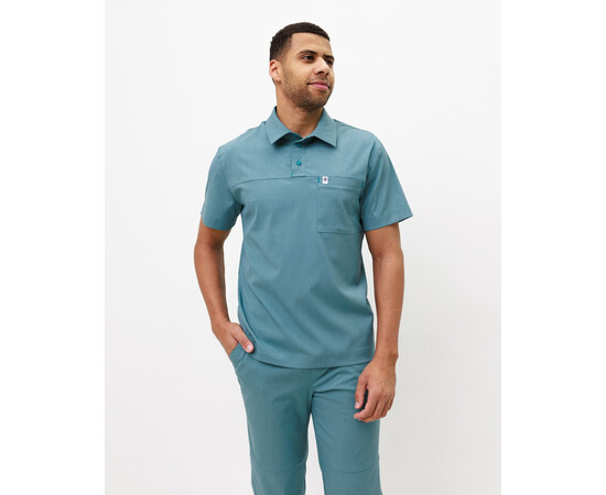 Изображение 2 Медицинский костюм мужской Теннесси лазурно-серый р. 50, "БЕЛЫЙ ХАЛАТ" 550-428-677, Размер: 50, Цвет: лазурно-серый