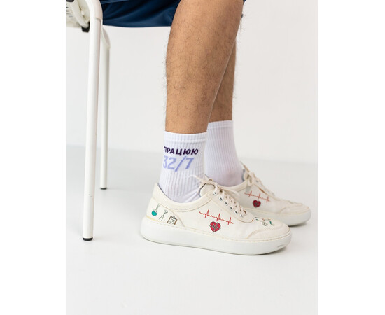 Зображення 3 Медичні шкарпетки унісекс з принтом Працюю 32/7 р. 36-40, "БІЛИЙ ХАЛАТ" 143-324-952, Розмір: 36-40, Цвет: работаю 32/7