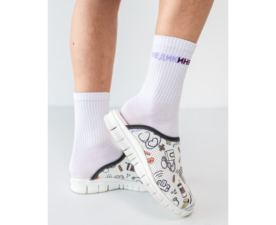 Зображення 2 Медичні шкарпетки жіночі з принтом Медикиня р. 36-40, "БІЛИЙ ХАЛАТ" 143-324-913