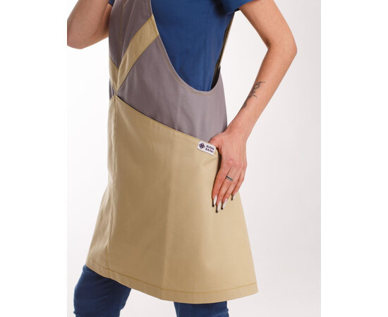 Зображення 4 Професійний водовідштовхуючий фартух Трієст сіро-бежевий, "БІЛИЙ ХАЛАТ" 173-497-909, Цвет: сіро-бежевий