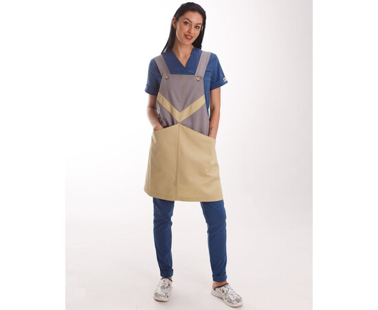 Зображення 8 Професійний водовідштовхуючий фартух Трієст сіро-бежевий, "БІЛИЙ ХАЛАТ" 173-497-909, Цвет: сіро-бежевий