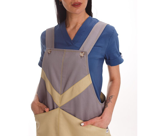 Зображення 5 Професійний водовідштовхуючий фартух Трієст сіро-бежевий, "БІЛИЙ ХАЛАТ" 173-497-909, Цвет: сіро-бежевий