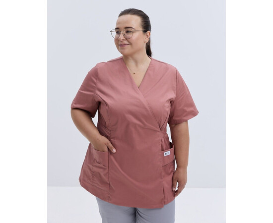 Зображення 2 Медична сорочка жіноча Кіото рожево-теракотовий +SIZE р. 56, "БІЛИЙ ХАЛАТ" 574-530-679, Розмір: 56, Цвет: розово-теракотовый