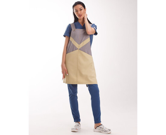 Зображення 6 Професійний водовідштовхуючий фартух Трієст сіро-бежевий, "БІЛИЙ ХАЛАТ" 173-497-909, Цвет: сіро-бежевий