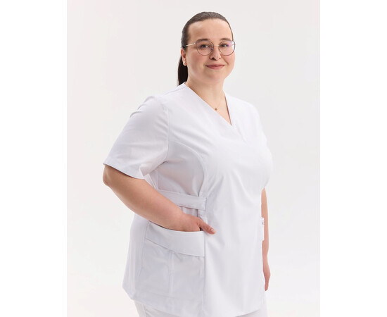 Зображення 2 Медична сорочка жіноча Кіото біла +SIZE р. 56, "БІЛИЙ ХАЛАТ" 574-324-679, Розмір: 56, Цвет: білий