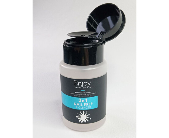 Изображение 2 Универсальная жидкость для ногтей Enjoy Professional 3 в 1 Nail prep &amp; Clencer обезжиривание, дегидратация, антисептическое действие, флакон с помпой