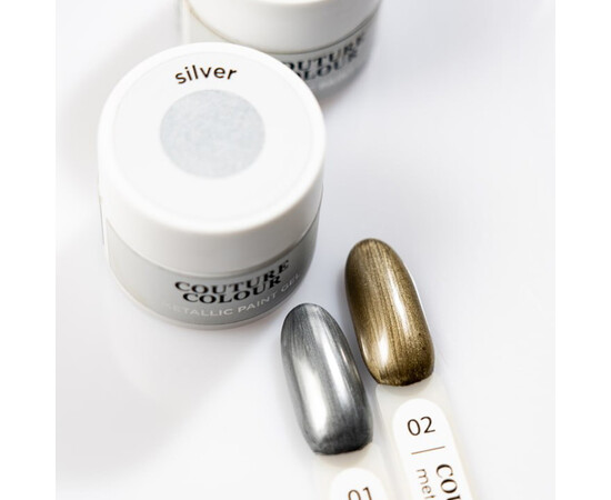 Зображення 3 COUTURE Metallic Paint Gel no wipe 5г №01 Silver, Об'єм (мл, г): 5, Колір: 01 Silver