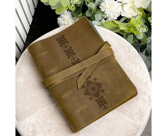 Зображення 2 Шкіряний блокнот Professional Journals «Вишиванка» (модель Аляска), коньяк, Колір: cognac