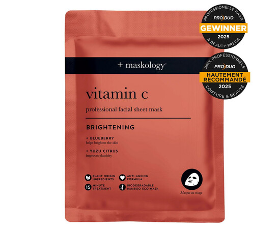 Зображення 2 Тканинна маска для обличчя освітлювальна Hive +maskology Vitamin C, 22 мл