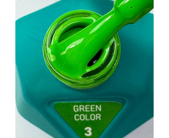 Зображення 2 Гель-лак для нігтів V.Avdeeva Green Color 3 яскраво-зелений, 12 мл, Об'єм (мл, г): 12, Колір: 03