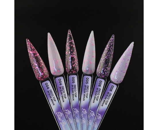 Зображення 4 Топ для гель-лаку без липкого шару Elise Braun Deco Top 06 з бузковими пластівцями поталі 10 мл, Об'єм (мл, г): 10, Колір: 06