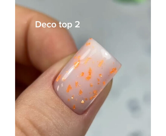 Изображение 2 Топ для гель-лака без липкого слоя Elise Braun Deco Top 02 с персиковыми хлопьями стали 10 мл, Объем (мл, г): 10, Цвет: 02