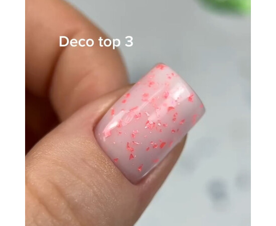 Зображення 2 Топ для гель-лаку без липкого шару Elise Braun Deco Top 03 з рожево-персиковими пластівцями поталі 10 мл, Об'єм (мл, г): 10, Колір: 03