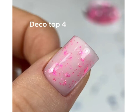Изображение 2 Топ для гель-лака без липкого слоя Elise Braun Deco Top 04 с розовыми хлопьями стали 10 мл, Объем (мл, г): 10, Цвет: 04