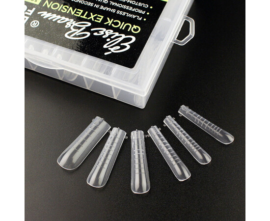 Зображення 2 Верхні форми для нарощування нігтів Elise Braun Quick Extension Dual Form Square квадрат з розміткою прозорі, 120 шт