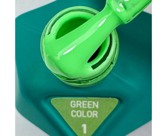 Зображення 2 Гель-лак для нігтів V.Avdeeva Green Color 1 яскраво-зелений неон, 12 мл, Об'єм (мл, г): 12, Колір: 01