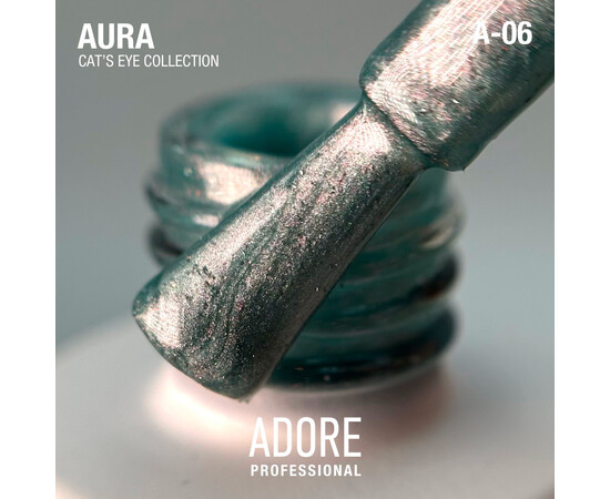 Зображення 2 Гель-лак скляне "котяче око"-хамелеон Adore Gel Polish Cat’s Eye A-06 тіффані, 8 мл, Об'єм (мл, г): 8, Колір: A-06