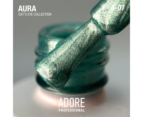 Изображение 2 Гель-лак стеклянный "кошачий глаз"-хамелеон Adore Gel Polish Cat's Eye A-07 мятный, 8 мл, Объем (мл, г): 8, Цвет: A-07
