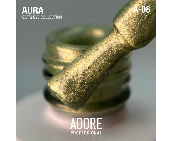 Зображення 2 Гель-лак скляне "котяче око"-хамелеон Adore Gel Polish Cat’s Eye A-08 трав'яний, 8 мл, Об'єм (мл, г): 8, Колір: A-08