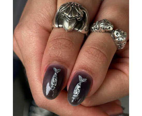 Зображення 5 Рідка металізована гель-фарба у флаконі з пензликом Adore Metallic Gel срібна, 8 мл