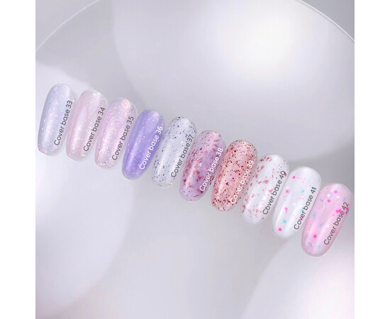 Зображення 3 Nails of the Day Cover basе 42 confetti рожеве з рожевим, бірюзовим та білим конфетті база для нігтів, 10 мл, Об'єм (мл, г): 10, Колір: 42