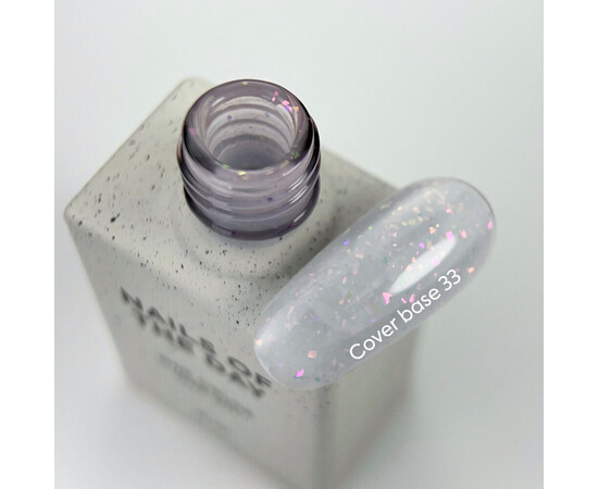 Зображення 2 Nails of the Day Cover basе 33 potal легке молочне з голографічною поталлю база для нігтів, 10 мл, Об'єм (мл, г): 10, Колір: 33
