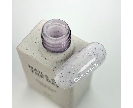 Зображення 2 Nails of the Day Cover basе 37 potal молочне з фіолетовою та срібною поталлю база для нігтів, 10 мл, Об'єм (мл, г): 10, Колір: 37