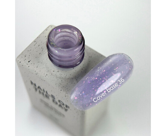 Зображення 2 Nails of the Day Cover basе 36 potal бузкове з голографічною поталлю база для нігтів, 10 мл, Об'єм (мл, г): 10, Колір: 36