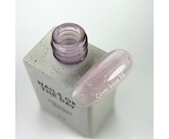 Зображення 2 Nails of the Day Cover basе 34 potal ніжно-рожеве з голографічною поталлю база для нігтів, 10 мл, Об'єм (мл, г): 10, Колір: 34