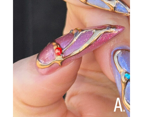 Зображення 3 Гель-лак скляне "котяче око"-хамелеон Adore Gel Polish Cat’s Eye A-01 вишневий, 8 мл, Об'єм (мл, г): 8, Колір: A-01