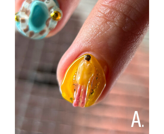 Зображення 3 Гель вітражний для об‘ємних дизайнів Adore 3D Funky Art Gel 14 lemon лимонний, 15 мл, Об'єм (мл, г): 15, Колір: 14