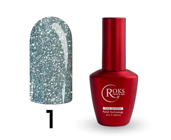 Зображення 2 ROKS Base Sparkle Night 8ml №001, Об'єм (мл, г): 8, Колір: 01