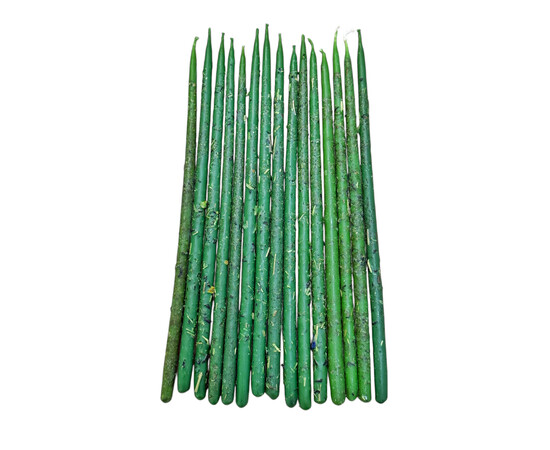 Зображення 2 Воскова свічка "Різнотрав'я" зелена, 25 см