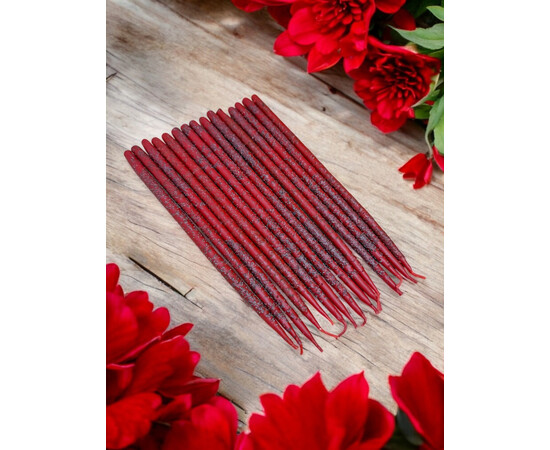 Зображення 3 Воскова свічка з маком червона, 25 см