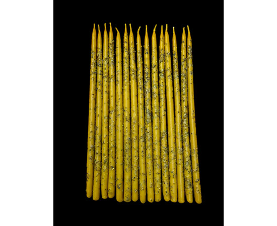 Зображення 3 Воскова свічка з травою "Полин" жовта, 25 см